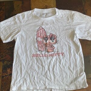 Hello Kitty Surfboard Graphic Tee in White and Pink